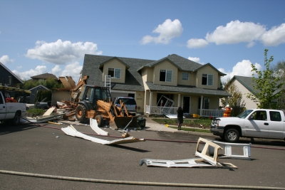 scene of explosion in Canby