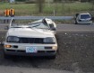 Car split in half from crash