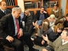 Netanyahu with mourning relatives of the Fogel family.