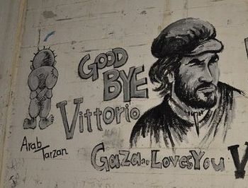 ittorio Arrigoni's image on the separation wall in Gaza