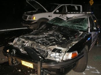 Wrecked Salem, Oregon Police car 4-30-09