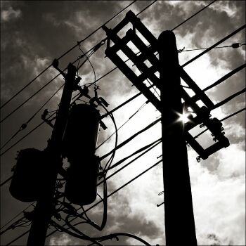 power pole at night