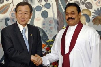 United Nations Secretary-General Ban Ki-moon with Sri Lankan President Mahinda Rajapaksa