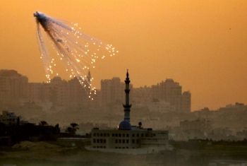 Operation Cast Lead exploding an illegal fury of white phosphorous over Gaza's civilian population.