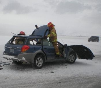 Fatal crash scene near La Grande, Oregon, 2-2-08