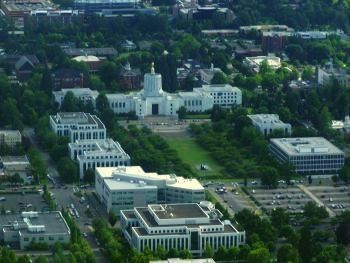 Aerial view of Oregon's state capitol