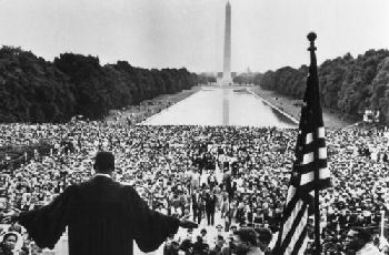 Dr. Martin Luther King addressing thousands