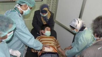 boy being treated at a hospital in the Syrian city of Aleppo