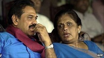President Chandrika Kumaratunga has been critical of her successor, Mahinda Rajapaksa, in Sri Lanka. AFP photo.
