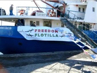 The MV Rachel Corrie preparing for the Gaza Freedom Flotilla