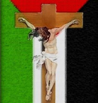 Crucifiction with Palestine flag