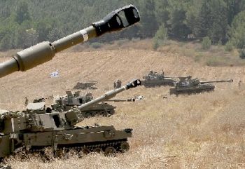 Israel in a previous engagement, battering Lebanon with tanks in 2006. Salem-News.com photo by Dexter Phoenix