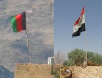 Flags of Afghanistan and Iraq.