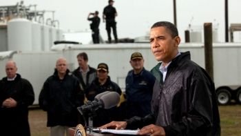 President Obama at the Coast Guard Venice Center in Louisiana, White House Photo, Pete Souza, 5/2/10