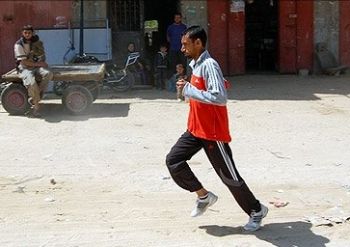 Nader al-Masri trains in the restricted confines of the Gaza Strip