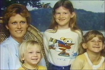 Diane Downs (left) with her three children - Danny, Christie and Cheryl (left to right)