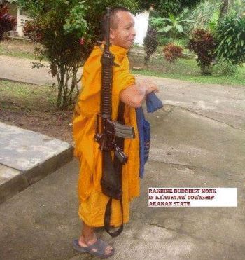 Armed Buddhist monk combatant in Burma