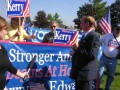 Chemeketa staff blocking protestors during a Laura Bush visit