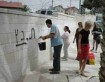 Various of meeting including graffiti
